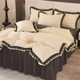 Princess Style Bedding Set Ruffle Duvet Cover With Lace Soft Four Piece Set Quilt Cover Bed Skirt Pillowcase Girls Bedroom Decor