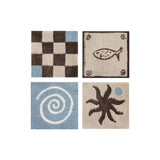 Seaside Tufting Seat Cushion Soft Chair Sofa Ocean Theme Tufted Fish Pad Home Office Warm Cozy Decor for Autumn Winter 36x40cm