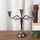 3 Arms Metal Candle Holder High Gloss European Retro Exquisite Candlestick Holder for Dining Tables Wedding Holiday Decoration
