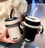 580ml Fashion Stainless Steel 316 Coffee Mug With Straw Large Capacity Leak-Proof  Vacuum Flask Cold Drink Bottle Travel Tumbler