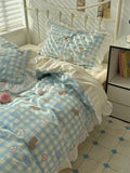 Romantic Floral Dog Cotton Bedding Set Lovely Cartoon Pure Cotton Four-Piece Suite Lace Design Cotton Duvet Cover eet Pillo...
