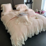 4pcs French Princess Style Pure Cotton 100% Bedding Set Luxury Quilt Cover 200x230 220x240 Bed Cover and 2pcs Pillowcases
