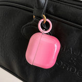 New Gradient Pink Gloss Smooth Soft Silicone Case With Keychain For Apple AirPods Pro 2 3 4 1 Wireless Bluetooth Earphone Cover