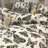 Ins Style Fashion Butterfly Bedding Set For Girls Boys Double Size Flat Sheet Duvet Cover Pillowcase Bed Linen Home Textile