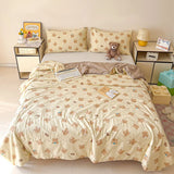 Washed Cotton Printed Summer Quilt Air Conditioner Thin Quilt Machine Washable Lightweight Single Double Bedding Soft Breathable