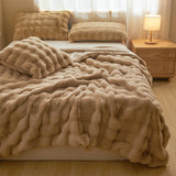 Luxury Solid Color Faux Rabbit Fur Blanket Winter Thickened Warm Faux Fur Blanket Soft Fluffy Throws Blankets for Sofa Bed Naps