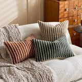 Decorative Farmhouse Throw Pillow Covers Chenille Striped Pillow CaseSet Boho Textured Cushion Cover for Sofa Couch Living Room