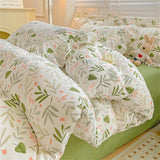 Fresh Plant Flower Bed Sheet for Children and Adults Four-Piece Bed Set Pillowcases Soft Washed Cotton Home Textiles