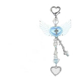 INS Korea Plush Wing Heart Beaded Charm Phone Pendant Crystal Wristband Keychain Bracelet Lanyard Cord