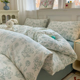 Floral Bedding set plaid Duvet cover 100% cotton 4pcs Bedding for Winter Bed with Sheet with Pillowcases Home Textiles