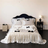 Princess Bowknot Luxury Bedding Set Silky Soft Duvet Cover Flat/Fitted Bed Sheet Pillowcase 4Pcs