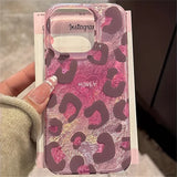 Phone Case for iPhone 16 Pro Max 15 14 Plus 13 12 11 XS X XR 7 8 SE 2022 Cute Pink Leopard Print Stylish Lovely Heart Soft Cover