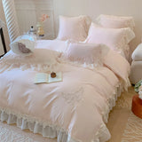 4Pcs Korean Princess Style  Pure Cotton 100% Bedding Set Quilt Cover 200x230 Sheet For Bed And Pillowcases  Sheet Four Seasons