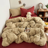 New Korean-style Muji Feng Shui Washed Cotton Quilt Cover  Multicolored Student Striped Duvet Cover Skin-friendly Bedding