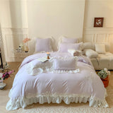 4Pcs Korean Princess Style  Pure Cotton 100% Bedding Set Quilt Cover 200x230 Sheet For Bed And Pillowcases  Sheet Four Seasons