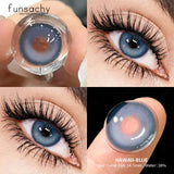 2pcs Colored Lenses For Eyes HAWAII Series Natural Beautiful Cosmetic Contact Lenses Yearly Use Myopia Beautiful Pupil