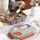 Portable Sealed Lunch Box with Fork Spoon Knife Microwave Available Heating Bento Box Student Office Staff Fruit Food Containers