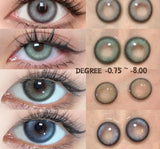  1 Pair Korean Lenses Colored Contact Lenses with Degree Myopia Lenses Blue Eye Lens Graduated Contact Lenses