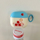 Fresh Lovely Blue Apple Smooth Soft Bluetooth Earphone Case For AirPods 4 3 2 1 Pro Pro 2 Protection Cover Cute Chain Pendant