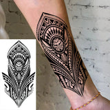 1 Sheet Compass Family Temporary Tattoos For Women Men Adults Flower Tribal Maori Totem Tattoo Sleeve Waterproof Temp Stickers
