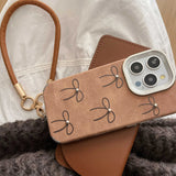 Plating Shockproof Cover for iphone 13 14pro 16 15 pro max 15promax 16pro 14 rope ins bowknot 3d bead autume leather phone case