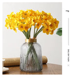 6Pcs/bunch White Artificial Narcissus Flower Bouquet Home Garden Desktop Decoration Floral Party Wedding Bridal Fake Flowers