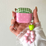 Fresh Green Grid Flower Bracelet Protection Cover for AirPods Pro or 2 Earphone Case for AirPods 1 2 3 4 Accessory Headset Shell