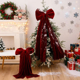 Large Christmas Bow Decoration Velvet Hanging Ornament Big Ribbon Decor for Tree Wall Fireplace Indoor Outdoor Holiday Party