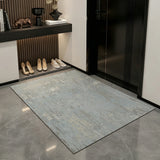 Rustic Wabi-sabi PU Leather Floor Mat Abstract Cement Pattern Waterproof Kitchen Rug Durable Non-Slip Entrance Carpet Indoor