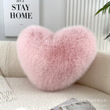 Fox Fur Imitation Heart-Shaped Cushion Plush Sofa Pillow Available for Living Rooms and Bedrooms