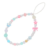 Lotus flower Star Pearl Beaded Charm Phone Pendant Crystal Wristband Keychain Bracelet Lanyard Cord