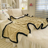 new autumn and winter mother draw lamb fleece ball blanket office nap thickened small blanket airplane blanket