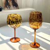 Vintage Leopard Goblet Crystal Glass Wine Glass Cup Round Belly Antique Glasses Cocktail Whiskey Glasses Barware Drinkware Cups