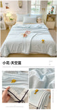 Ins Girl Bow Summer Thin Quilt Seersucker Washed Cotton Summer Quilt Single Dormitory Air Conditioner Blanket Machine Washable