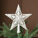 Hollow White Glitter Christmas Tree Top Star Christmas Decorations for Home Novelty New Year Xmas Tree Ornaments Arrangemen