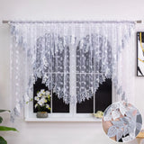 1PC Leaf Embroidered Lace Sheer Curtain, Double Layer Arch Design, Breathable Light Filtering For Kitchen Bedroom Living Room