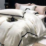 Luxury Satin Jacquard Bedding Set 1000TC Lyocell Cotton Soft Silky Duvet Cover Set Bed Sheet/Fitted Sheet Pillowcases 4Pcs