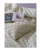 Ele Floral Cotton Bedding Set 00% Pure Combed Cotton 4-Piece Bedding Set for Students Dormi 3-Piece Duvet Cover Bedding