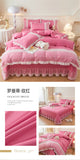 Korean Luxury Lace Ruffles Bedding Set Skin-Friendly Washed Cotton Princess Style Duvet Cover Bed Sheet Pillowcase Home Textiles