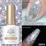 Reflective Glitter Gel Nail Polish Sliver Champagne Sparkling Sequin Semi-permanent Varnishes Soak Off Nail Art Deco