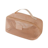 Mesh Cosmetic Bag, Foldable Travel Makeup Toiletry Bag, See Through Handheld Multi-Functional Storage Bag for Travel Essentials