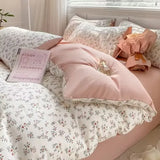 Romantic Tulip Pink Bedding Set Bed Flat Sheet Pillowcase Twin Full Queen Princess Style Bed Linen Kids Girls Floral Duvet Cover