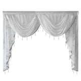 White Lace Flowers Sheer Wavy Valance Curtain Luxury Beaded Floral Waterfall Scallop Curtain for Living Room Bay Window Drapes