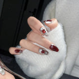 10Pcs Light Luxury Handmade Press on Nails Full Cover Metallic Cat Eye Ballet Fake Nails Coffin Wearable Manicure Spice Girls