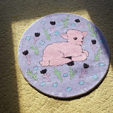 Round Living Room Carpet Purple Little Sheep Pattern Bedside Bedroom Rug Fashionable Ins Style Plush Sofa Coffee Table Mat Tapis