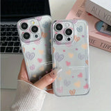 Colour Line Love Heart Phone Case For iPhone 16 15 14 13 12 12 Pro Max Heart Clear Case Shockproof Bumper Cover
