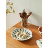 Japanese Style Ceramic Creative Double Ear Plate Tableware Household Ceramic Plate