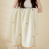 Korean Baby Velvet Embroidered Blanket Double Sided Warm Blanket for Travel Bedroom Single Nap Office Sofa Cover for All Seasons