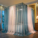 Luxury Double-deck Mosquito Net with Bracket Romantic White Lace Mantle Princess Style Floor-standing Room Decoration