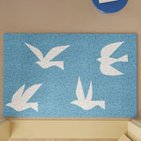 Flying Birds Starfish Entrance Door Mat Heavy Duty PVC Wire Loop Front Porch Rug Ocean Style Waterproof Non-Slip Scraping Carpet